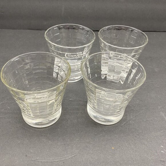 Vtg Crown Royal Glasses Tapered Optic Block Logo On The Rocks Set Of 4 Whiskey - Picture 2 of 10